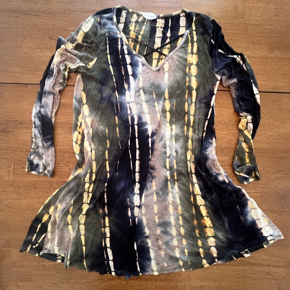 Bohemian Tie-Dye V-Neck Tunic